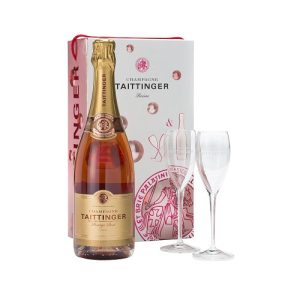 Taittinger Brut Prestige Rose NV 75cl + 2 Glasses Pack